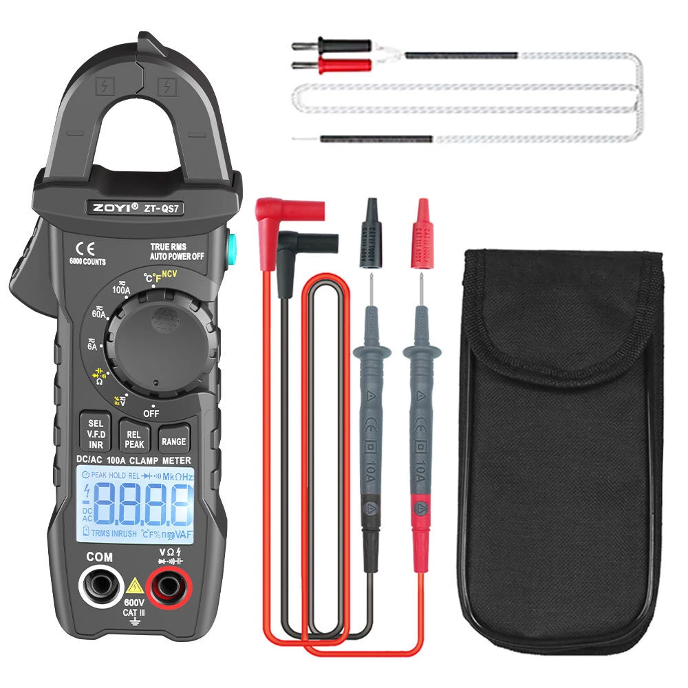 ZT-QS7 True RMS Clamp Meter - 6000 Count AC/DC Digital Multimeter | Auto Range