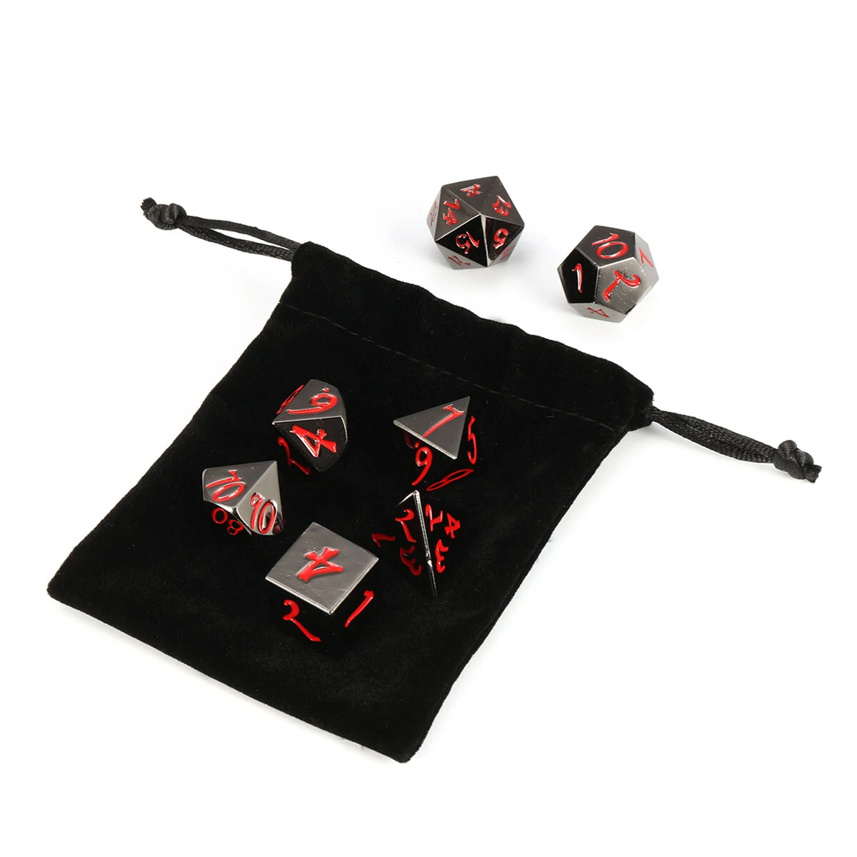 7Pcs Antique Metal Polyhedral Dice Set | RPG D&D Role Playing Game Dice with Bag