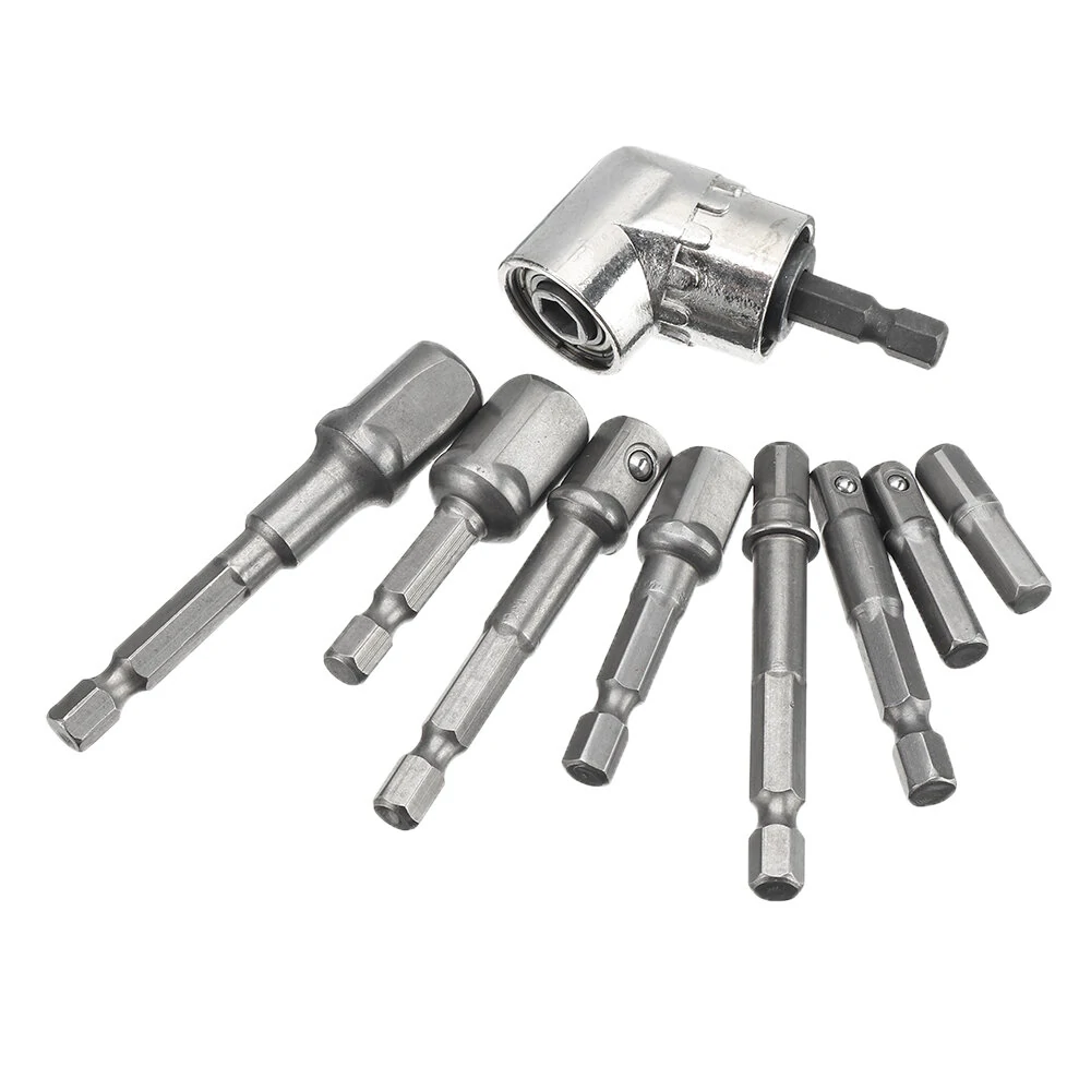 Drillpro 9pcs 1/4 Inch Screwdriver Extension Bar Set | with Angle Driver Adapter