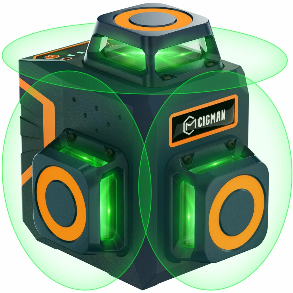 CIGMAN CM-701 Self Leveling Line Laser Level - 3x360° Cross Line - Rechargeable with Remote & Bracket