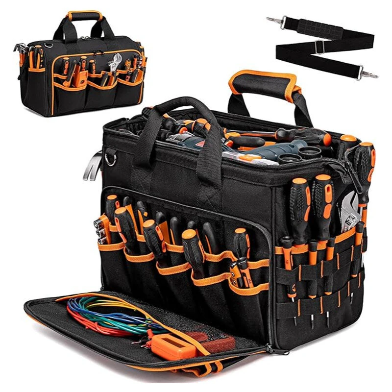 DEWALT 17 Inch Heavy Duty Tool Bag - 35L Large Capacity - 900D Oxford Cloth with Adjustable Strap