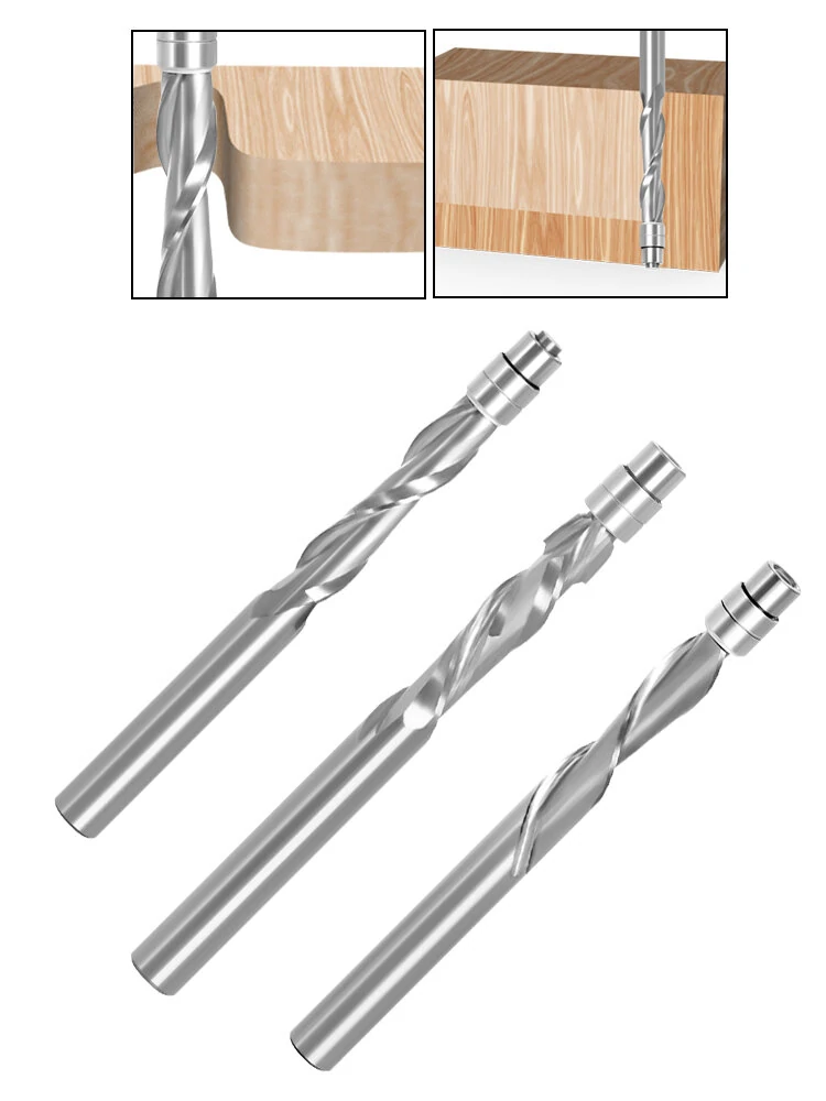 LAVIE 1/4 Inch Shank Carbide Flush Trim Router Bit | Top Bearing Two Flute