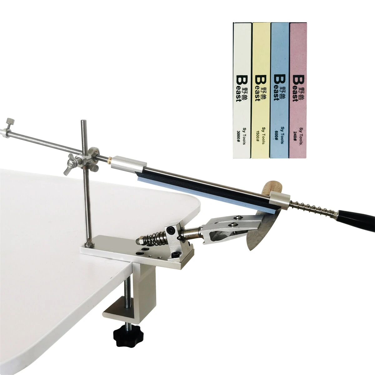 K10 Professional Knife Sharpener System | 4 Whetstones & 360° Rotation