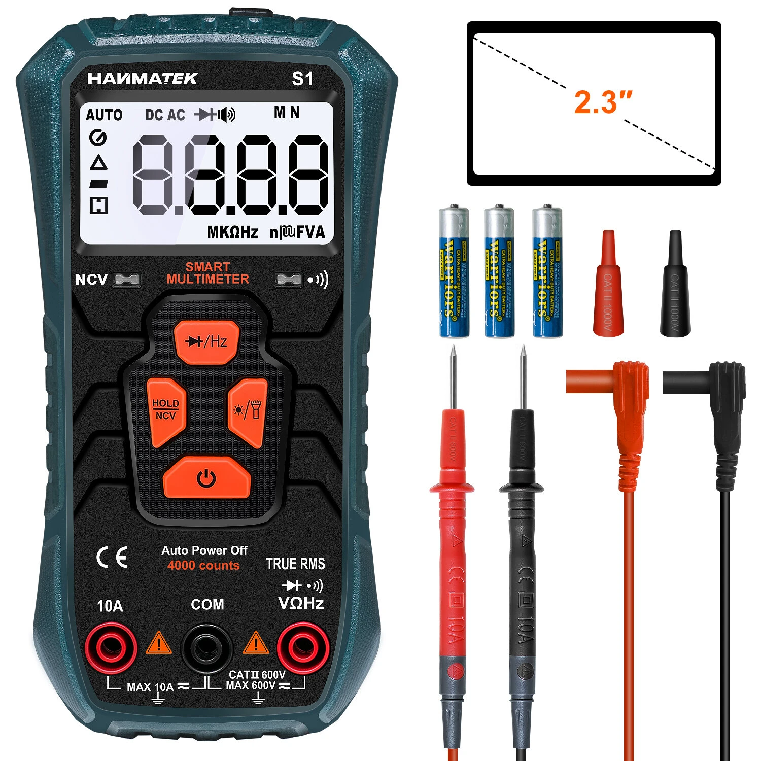 HANMATEK S1 Digital Multimeter | NCV Non-Contact Voltage & Backlit Display