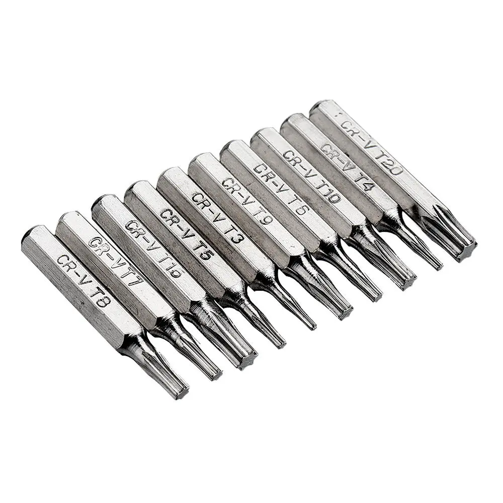 Drillpro 10pcs 4mm CR-V Screwdriver Bit Set | Torx & Slotted | Phone Repair Kit