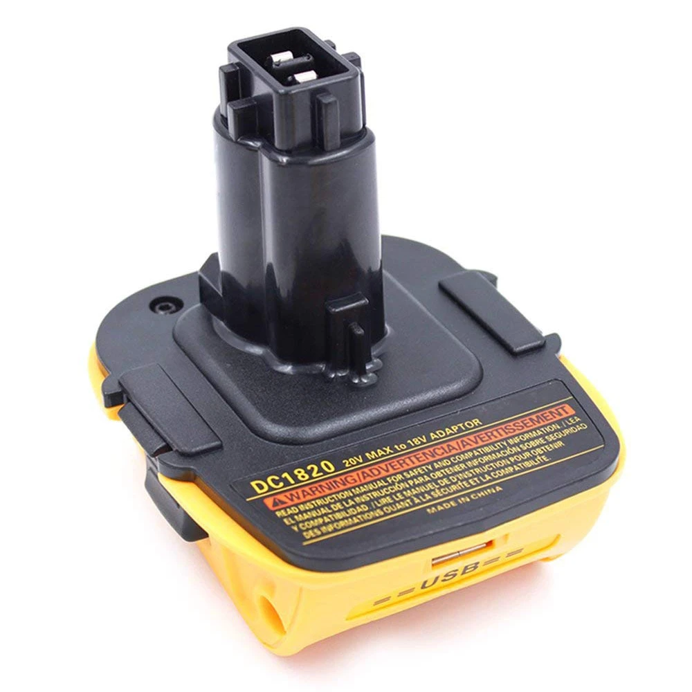 DeWalt 20V to 18V Battery Adapter with USB - For DCB204 DCB205 DCB206 DCB606