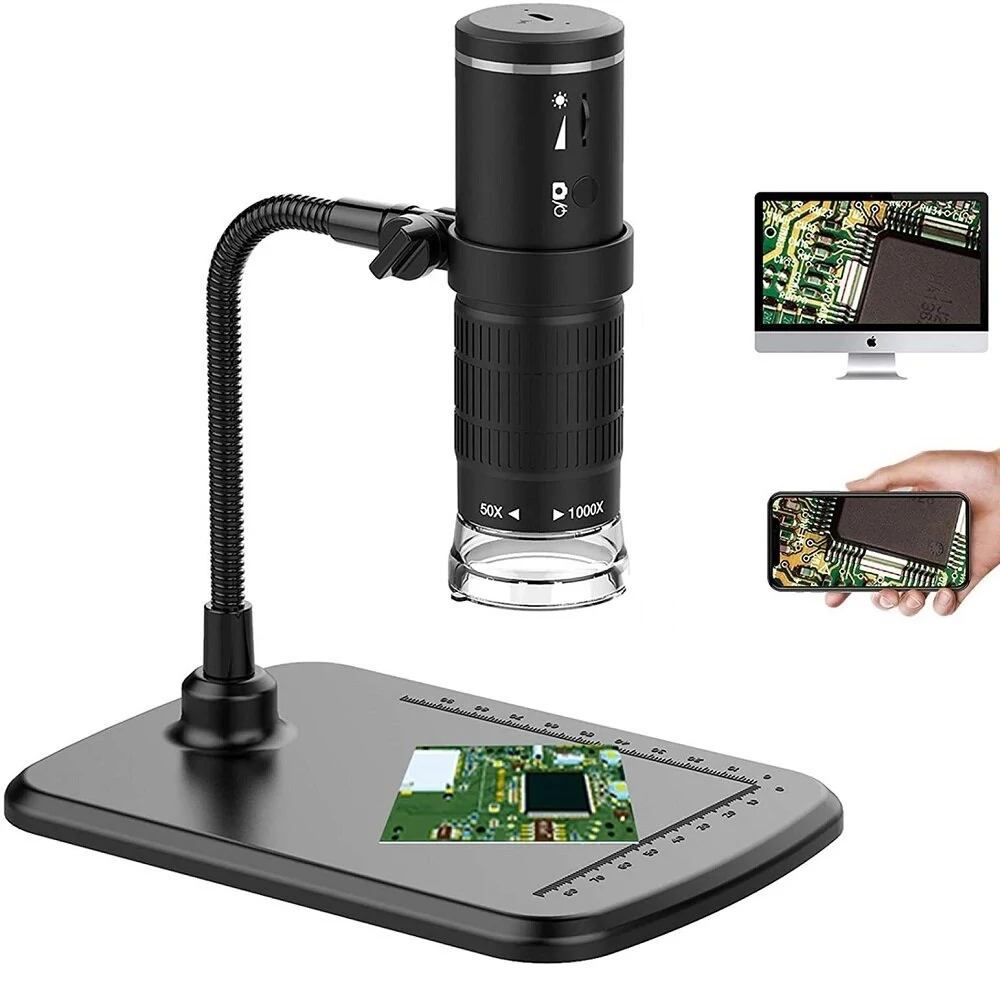 Wireless Digital Microscope 50X-1000X | USB HD Inspection Camera with Stand for Phone PC