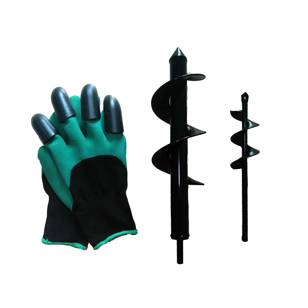 Garden Genie 8x30cm Auger Drill Bit Set with Gloves | Bedding & Weeds