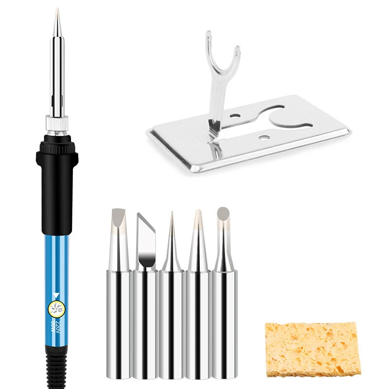 60W Adjustable Temperature Soldering Iron Kit - 200°C-450°C - 220V for Steel Plastic Aluminum