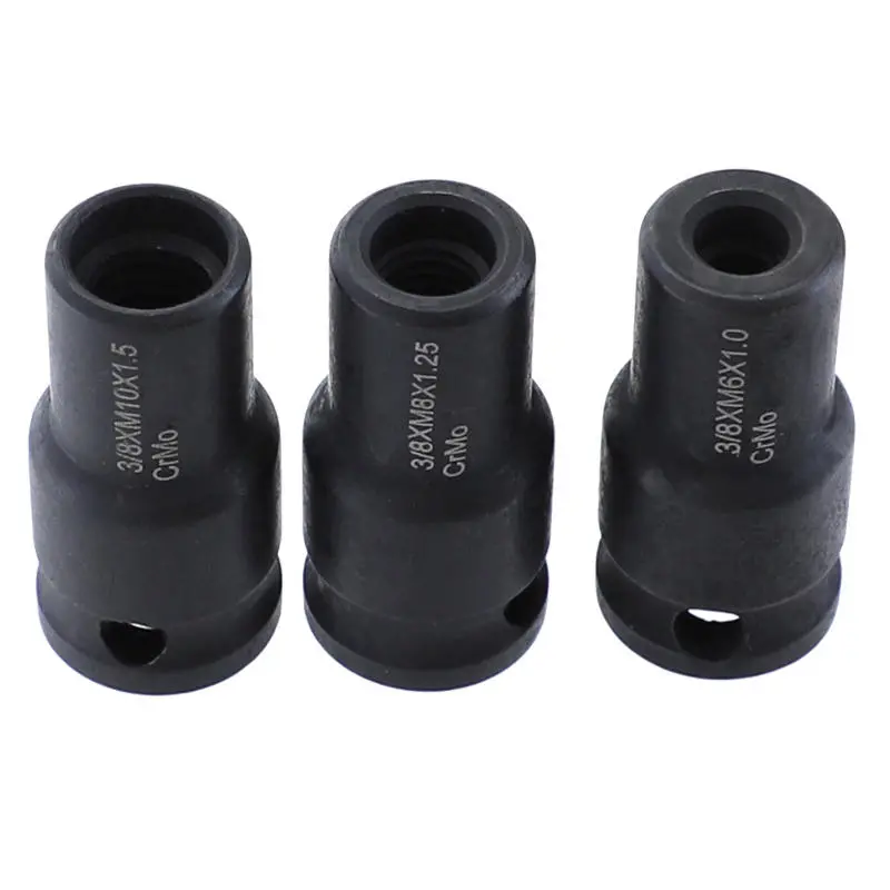 3Pcs 6/8/10mm Cr-Mo Socket Adapter | 3/8 Square Driver for Hanger Bolts