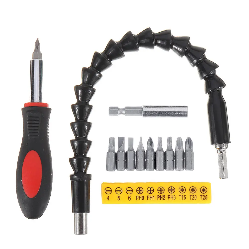 Drillpro 295mm Flexible Shaft Extension Rod with 10pc Screwdriver Bits