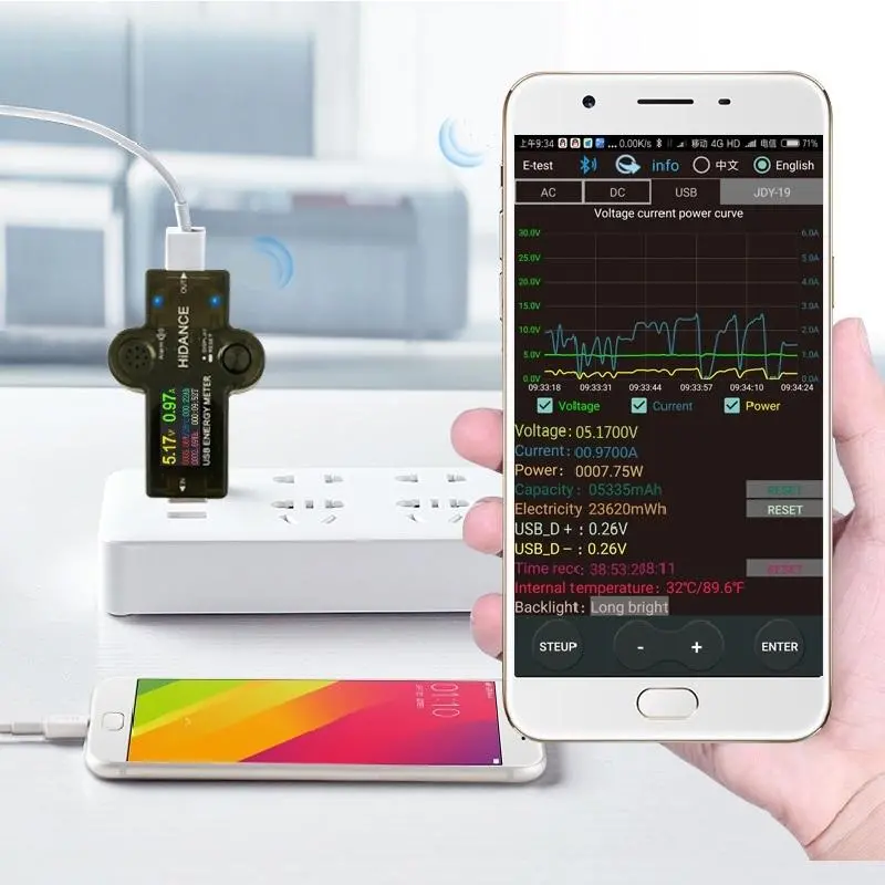 HD Color Screen USB 3.0 Tester - Bluetooth Voltmeter Ammeter for Battery Charge