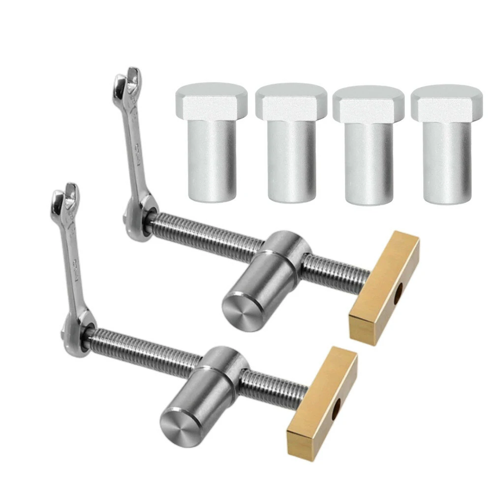 Woodworking Desktop Clip - 2PCS 19mm/20mm Brass & Steel Dog Hole Clamp | 4 Stop Fast Fixture