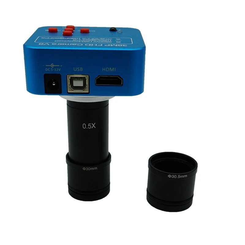 38MP Industrial Microscope Camera | 0.5X Eyepiece & 23.2-30.5mm Adapters for Phone PCB Repair