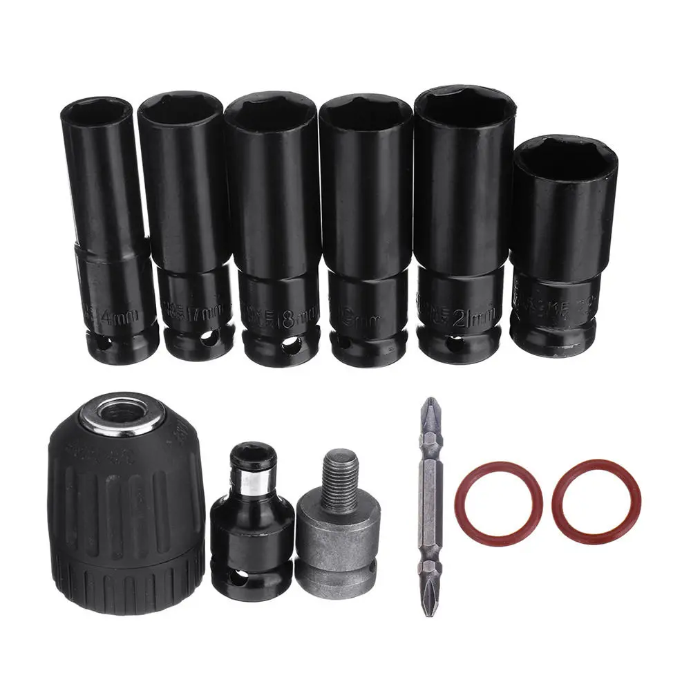 10pcs Keyless Drill Chuck Adapter Set - Socket Wrench & Screwdriver Bit Set