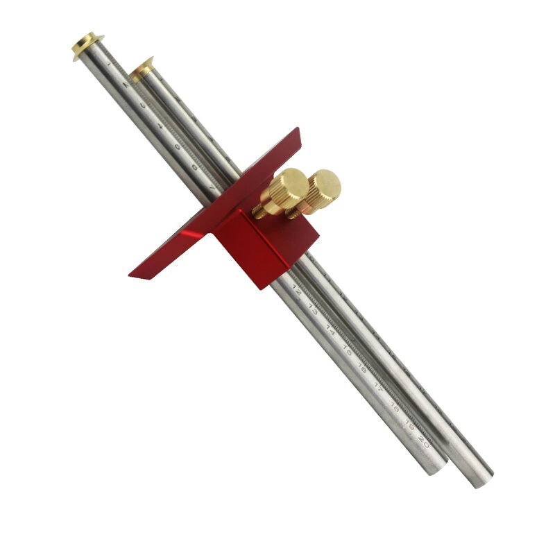Stainless Steel Woodworking Marking Gauge | Double Head Mortise Gauge & Scriber Ruler