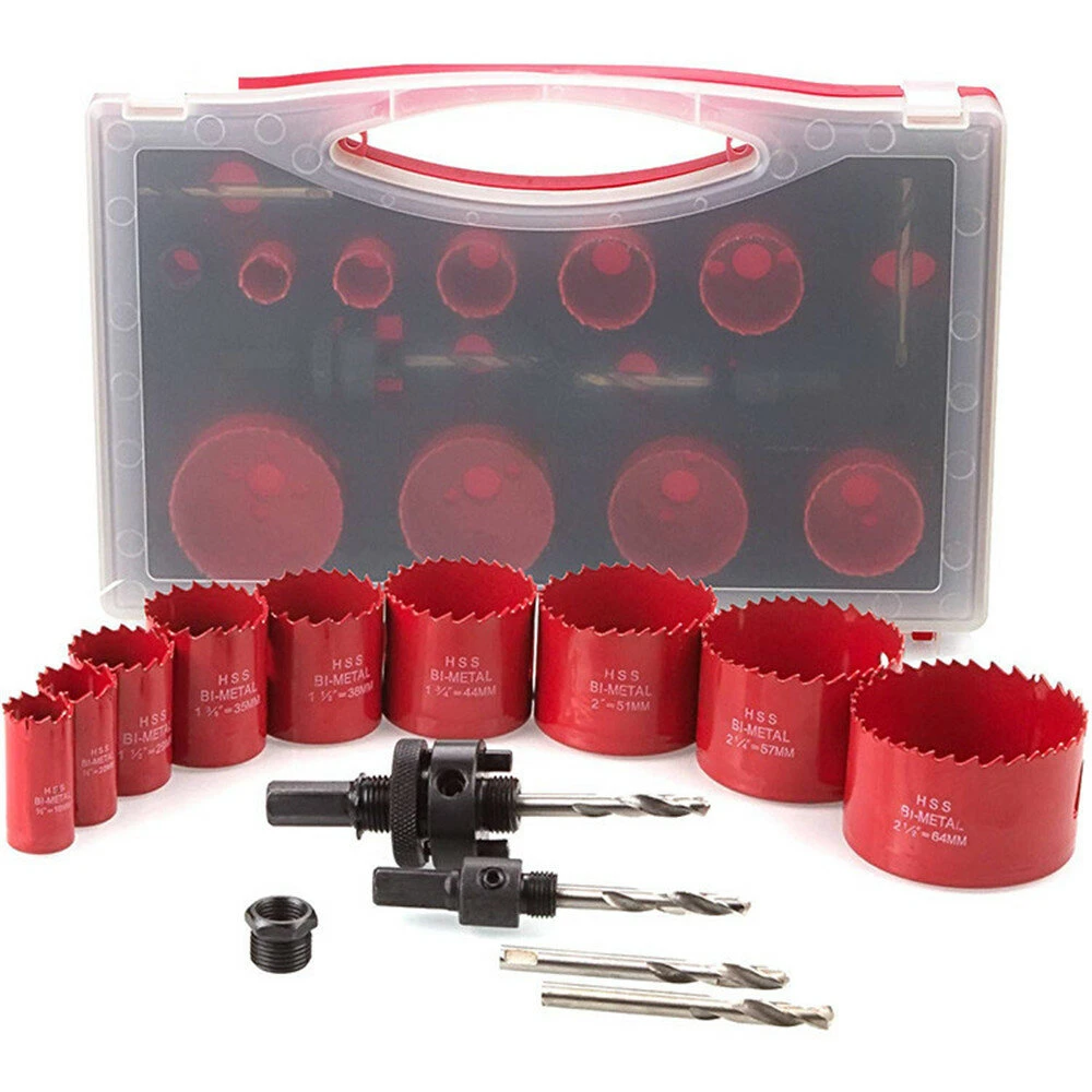 Drillpro 15Pcs Bi-Metal Hole Saw Kit | 19-64mm for Wood Metal Plastic