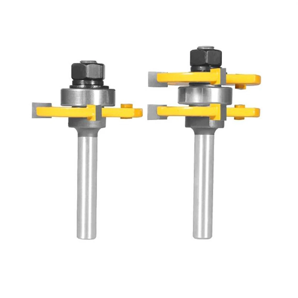 2pcs Router Bit Set - 1/4 Inch Shank, 45 Degree Lock Miter & T-Shape Cutter | For Wood, MDF, Plywood