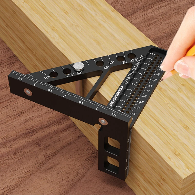 ENJOYWOOD 3D Multi-Angle Measuring Ruler | T-Type Square Protractor Tool | Aluminum Alloy for Woodworking