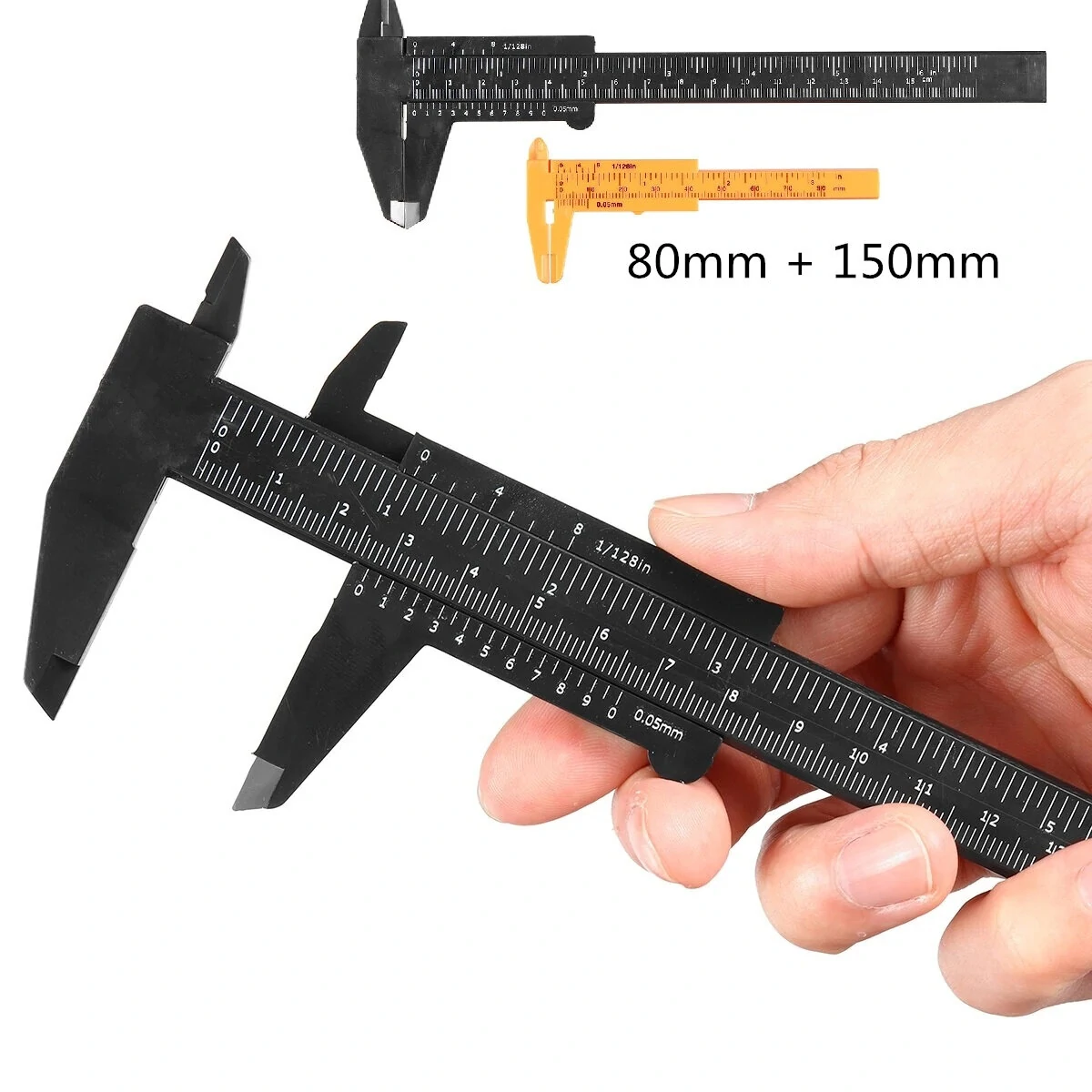 2Pcs Mini Plastic Vernier Caliper - 80mm & 150mm Metric Measuring Tool