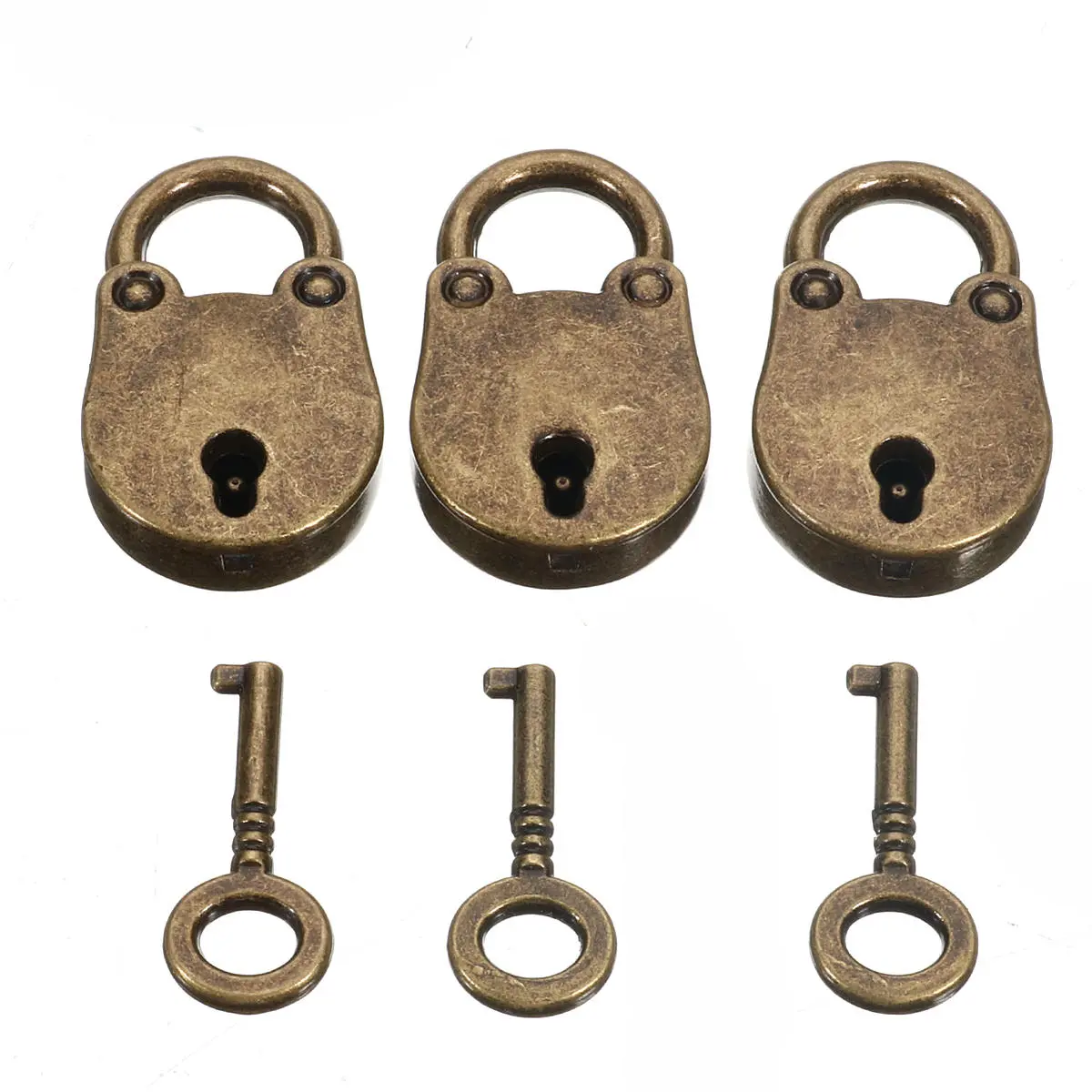 Old Vintage Antique Style Mini Padlock - 3pcs with Keys | Practice Lock
