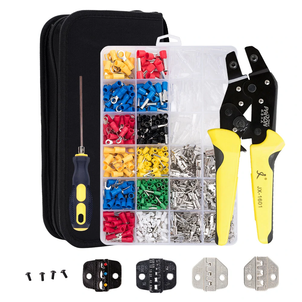 PARON JX-D4T 4-in-1 Wire Crimper Kit | AWG20-10 Ratchet Plier with 850 Terminals