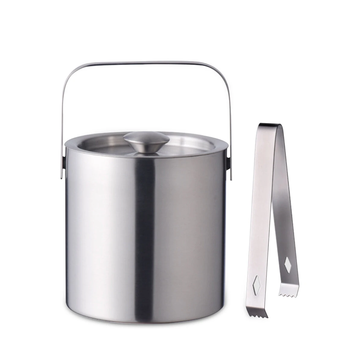 1.3L Double Wall Insulated Ice Bucket with Tongs | Stainless Steel Handle