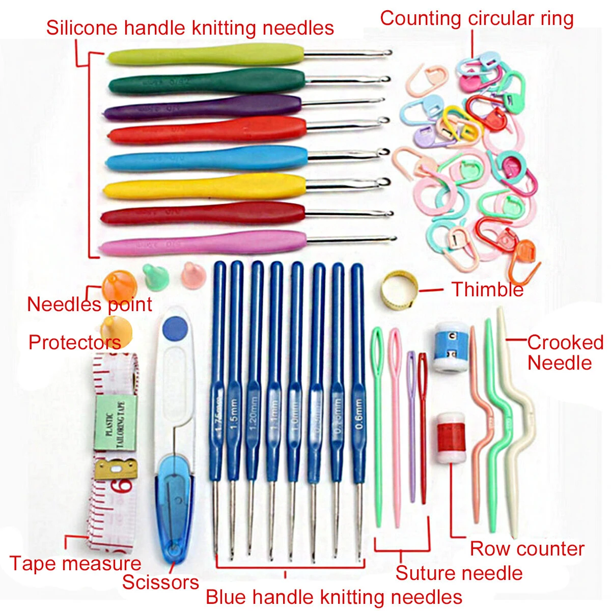 57PCS Crochet Set - Multifunctional Knitting Tools Kit with Case