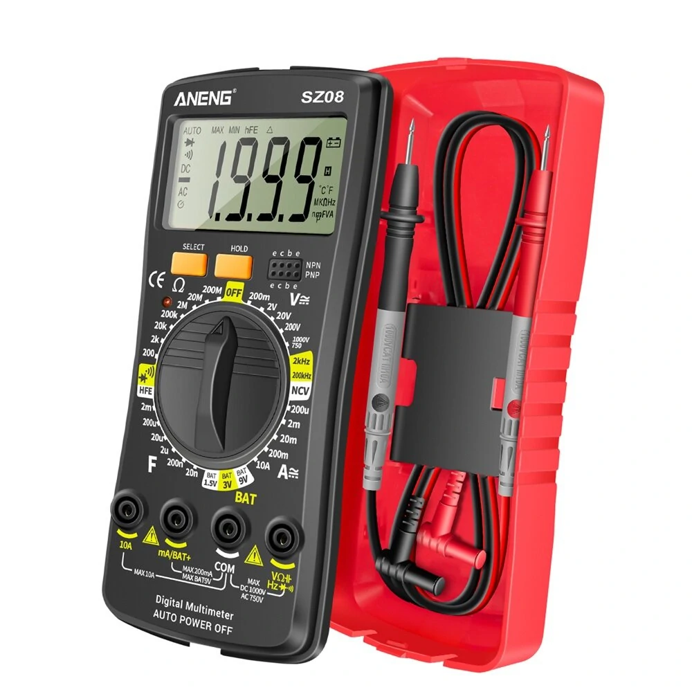 ANENG SZ08 Ultra-thin Digital Multimeter | AC/DC 220V Tester with Stowable Test Pen