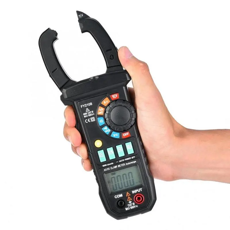 FY2108 Digital Clamp Meter Multimeter - 600A AC/DC Current Tester | 6000 Counts