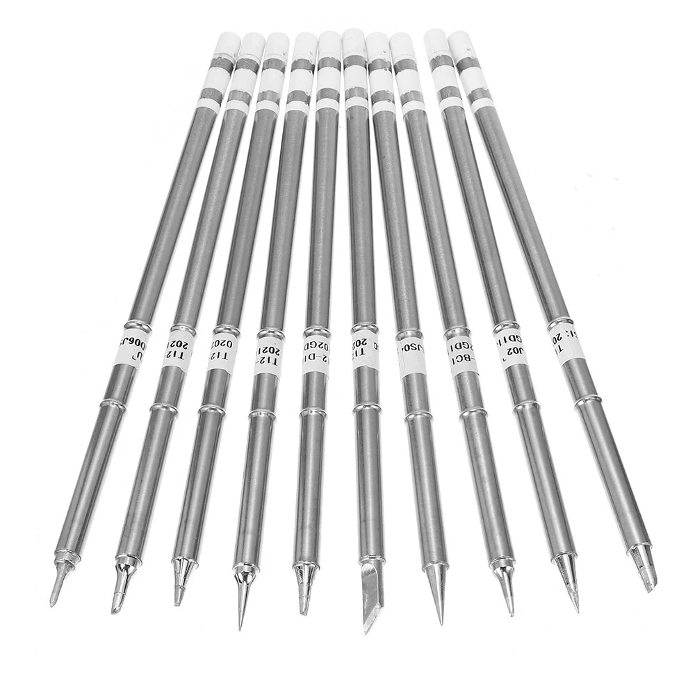 10PCS T12 Lead-Free Alloy Soldering Iron Tips Set | Stainless Steel