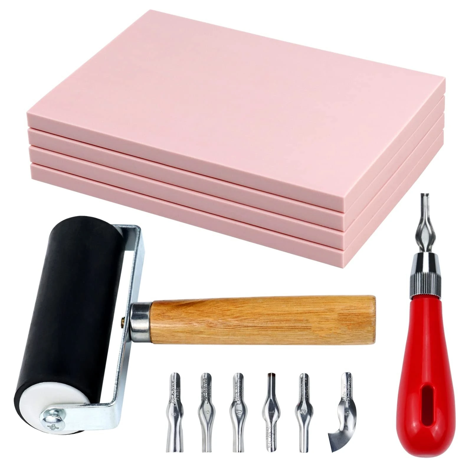 Speedball Speedy-Carve Blocks & Brayer Kit | Soft Rubber Stamp Carving Tools for Printmaking