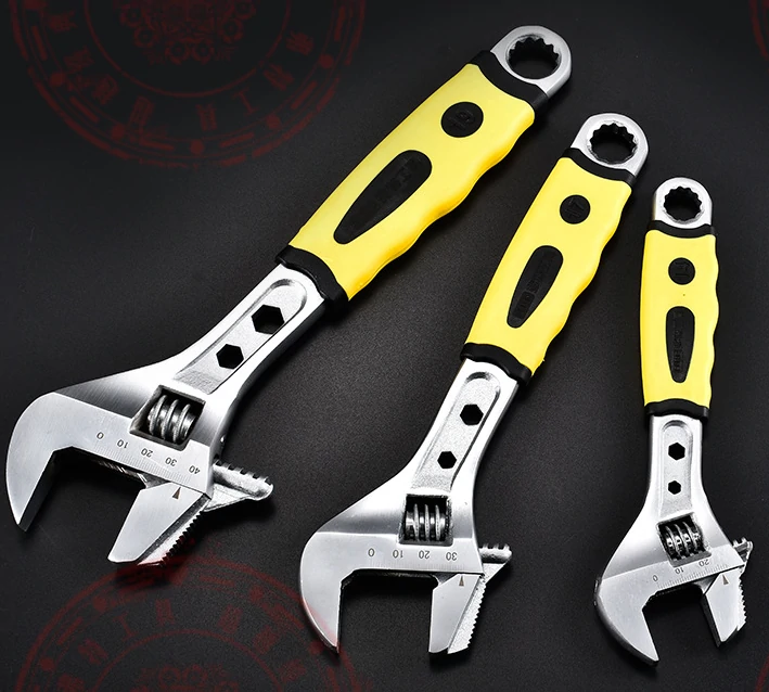 Dual-Use Adjustable Wrench | Multi-Function Pipe & Open-End Wrench