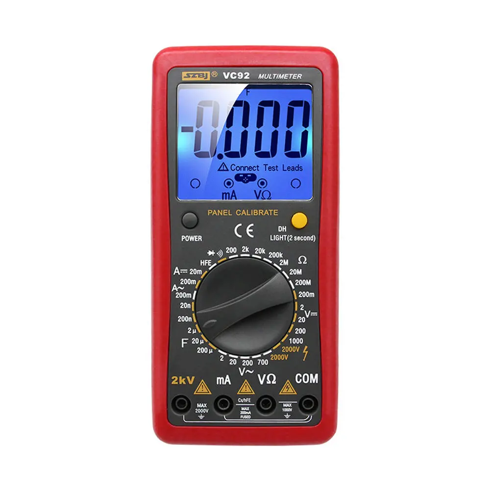 VC92 Digital Large Screen Multimeter | 2000V AC/DC Voltage Tester | 2KV High Voltage Measurement