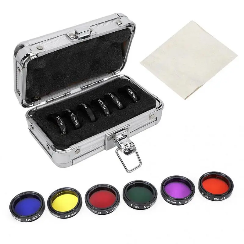 6-Piece Colorful Telescope Filter Kit - Light Reduction for Eyepieces