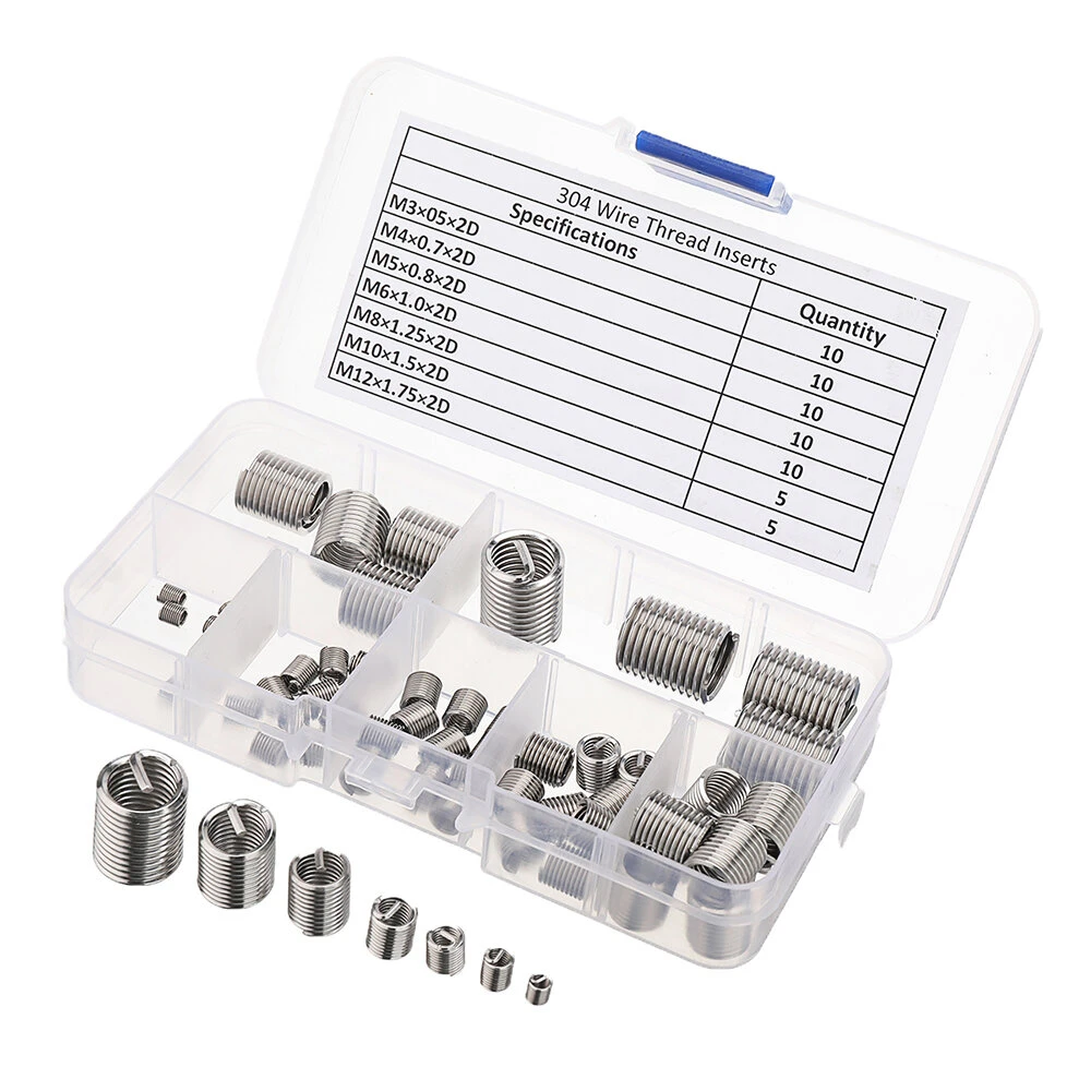 60PCS M3-M12 Thread Insert Set | Stainless Steel Screw Repair Kit | Wire Sleeve Set