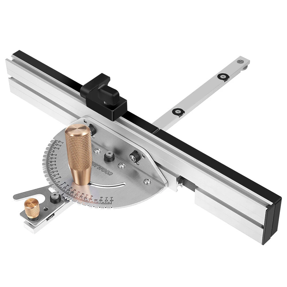 ENJOYWOOD 27 Angle Miter Gauge - 450mm Brass Handle with Box Joint Jig