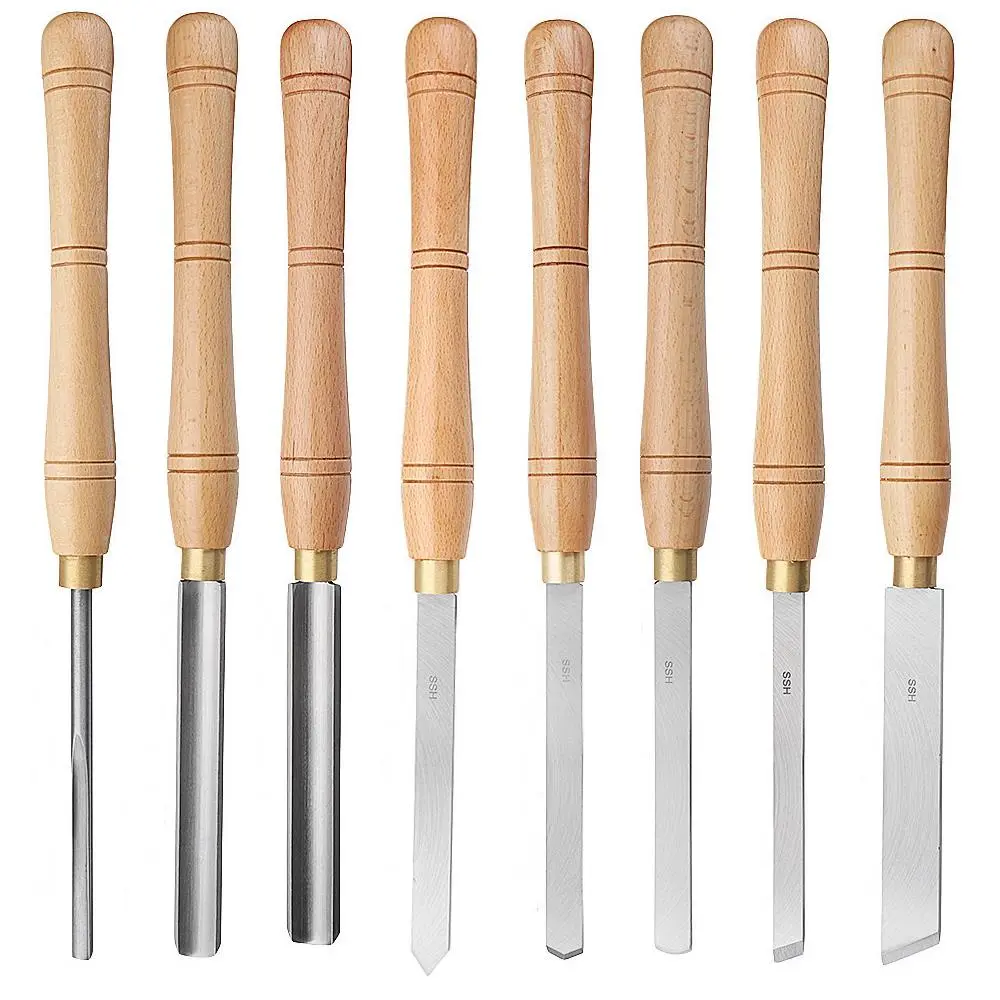 Drillpro High Speed Steel Wood Lathe Chisel | Wood Turning Tool with Wood Handle