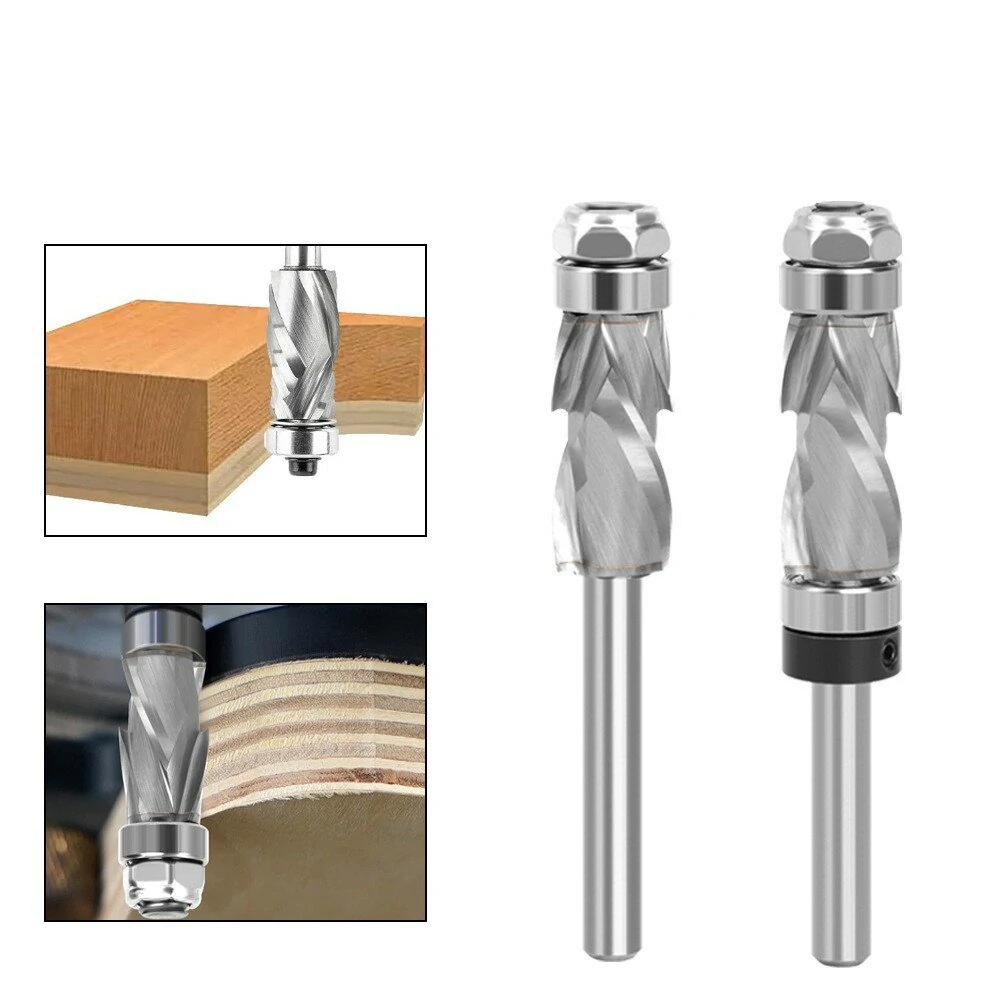 LAVIE 1/4 Shank Spiral Compression Router Bit - Top Bearing Flush Trim & Carving