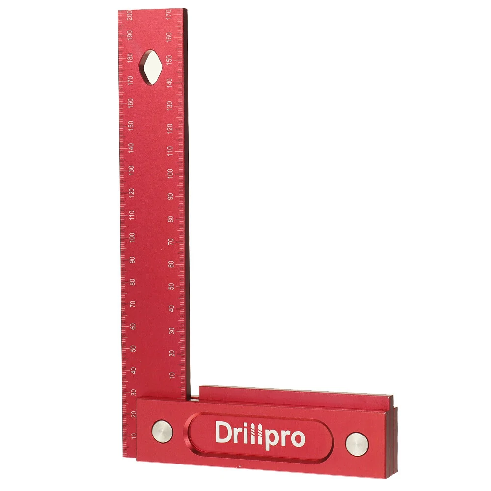 Drillpro 150mm Aluminum Alloy Woodworking Square - Wide Seat Scribing Tool & Angle Ruler