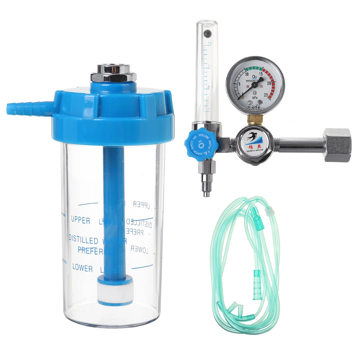 Oxygen Cylinder Regulator with Pressure Gauge & Flowmeter Valve