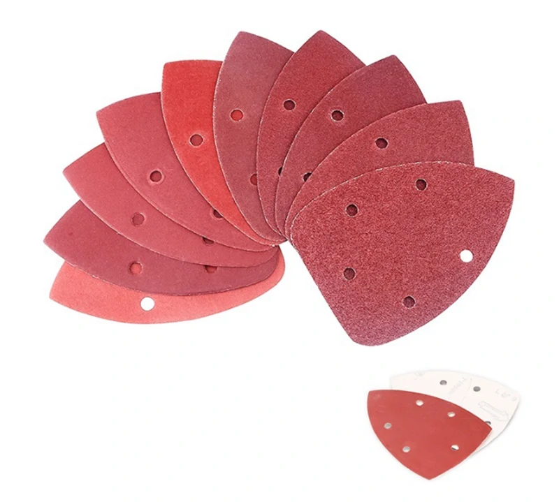 60pcs Triangle Palm Sandpaper Pads Set - 140x140x100mm - 5 Hole - 60 to 400 Grit for Polishing