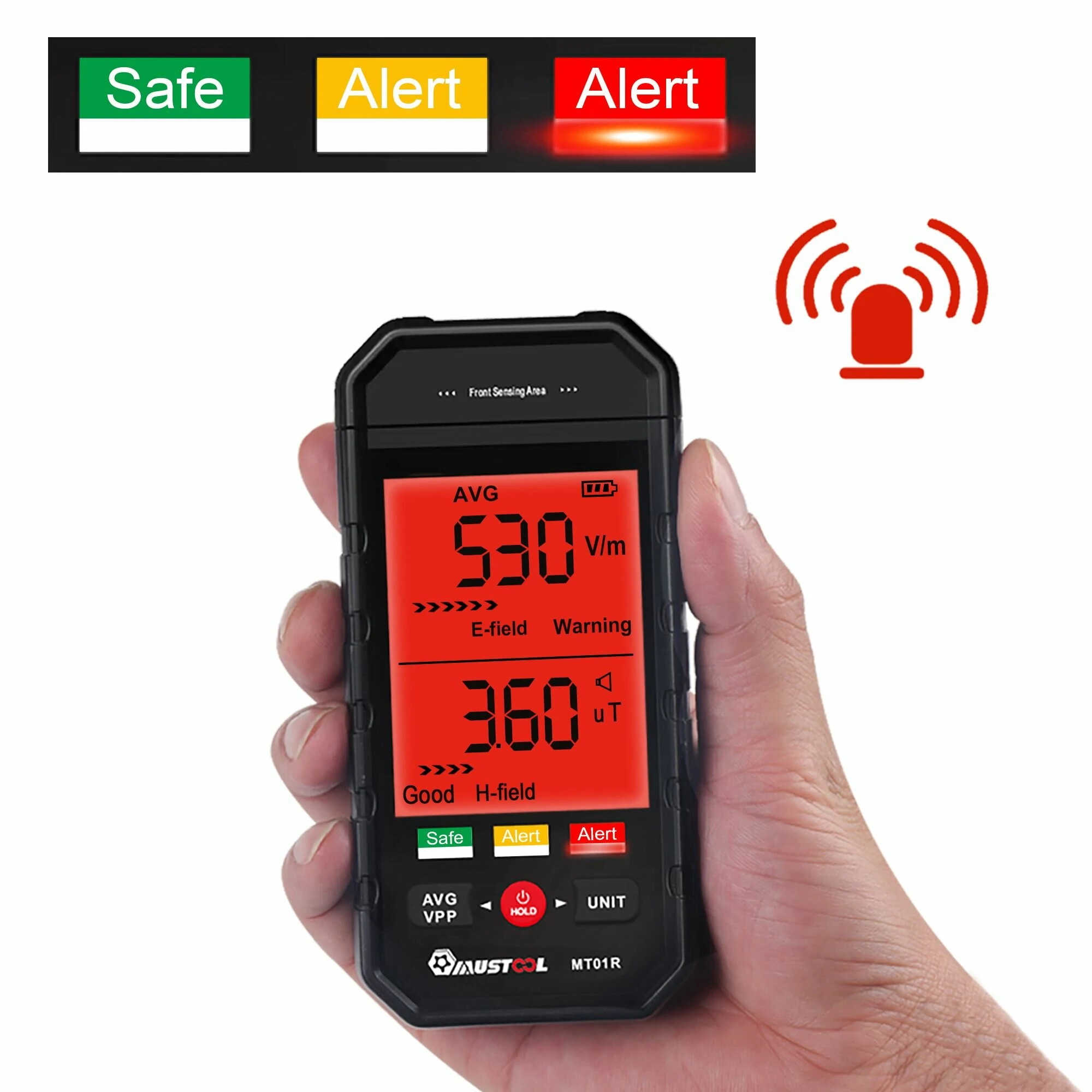 MT01R 3-inch EMF Tester | Electric & Magnetic Field Detector | Fast Radiation Assessment
