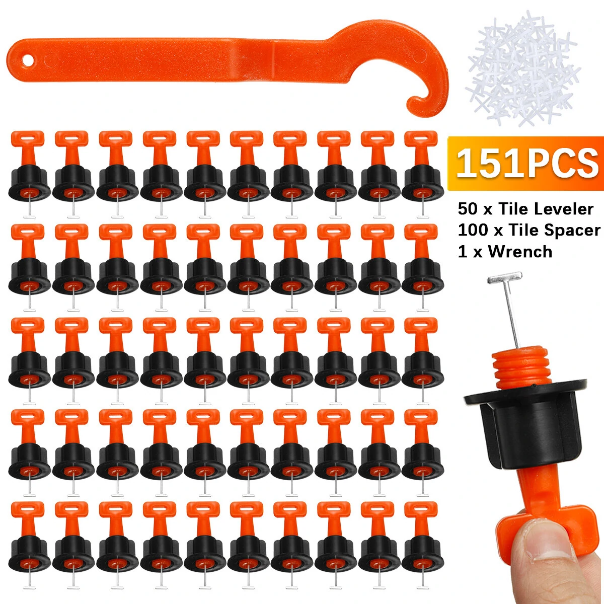 151PC Reusable Tile Leveling System Kit - Ceramic T-Lock Spacer & Locator Tool