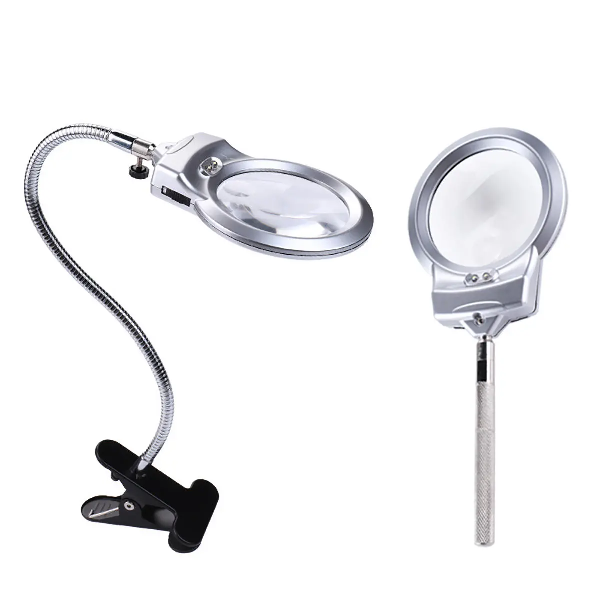 Large LED Desk Magnifier with Clamp & 360° Rotating Hose - Magnifying Glass