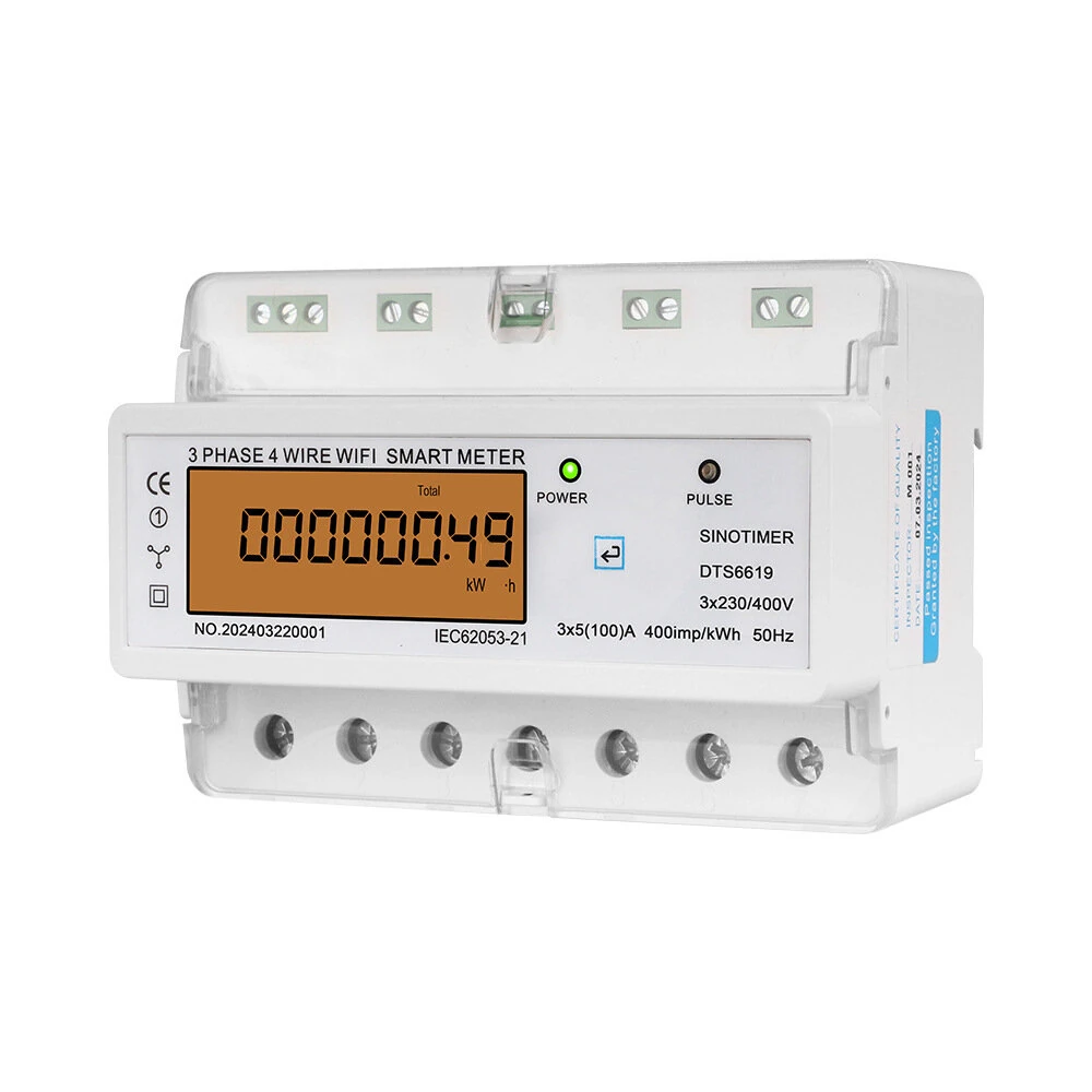 Single Phase 220V 100A Energy Meter - WIFI Remote kWh Wattmeter | Manual ON/OFF
