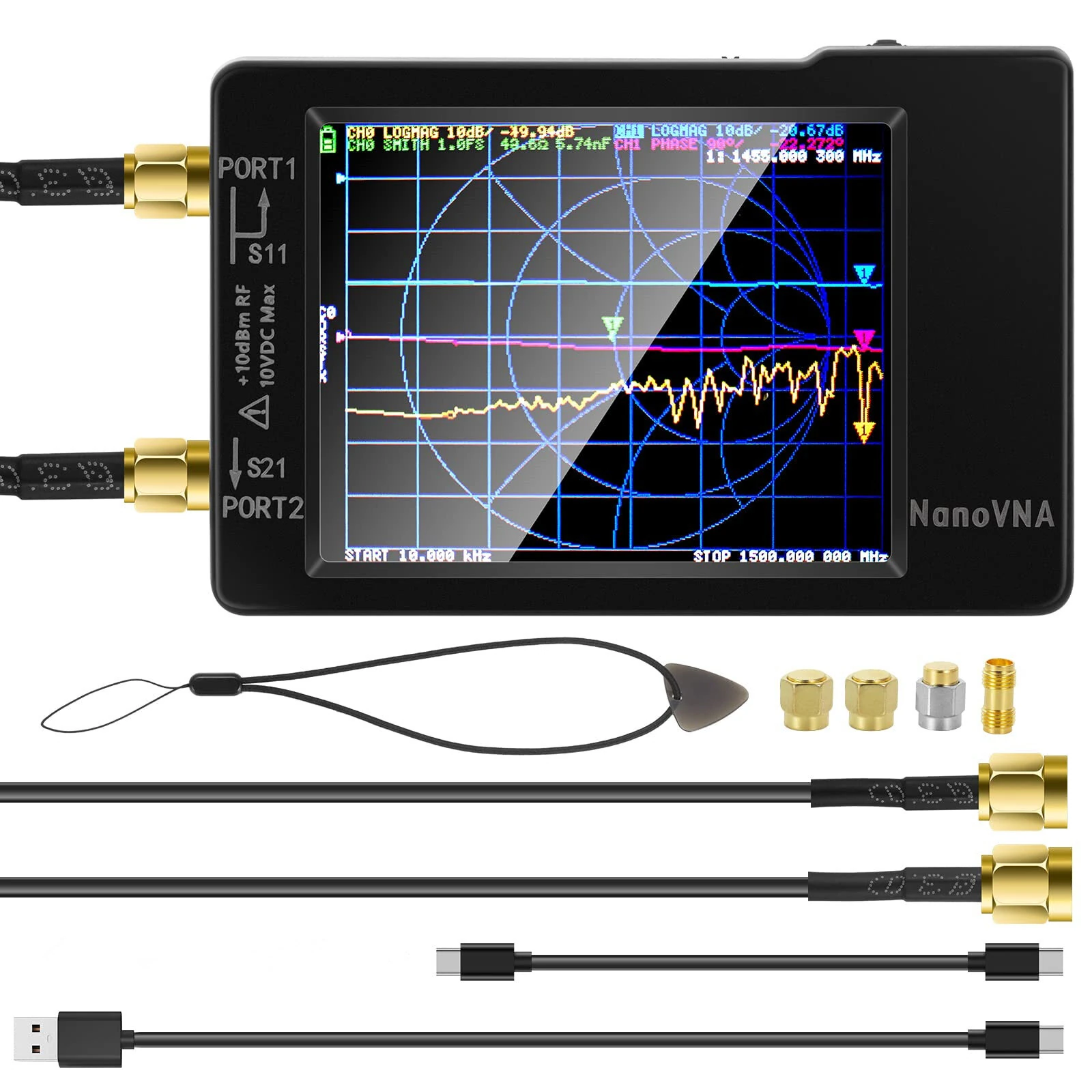 Original Hugen NanoVNA-H V2.8 Inch Antenna Analyzer 10KHz-1.5GHz | MF HF VHF UHF | With SD Card Slot V3.6