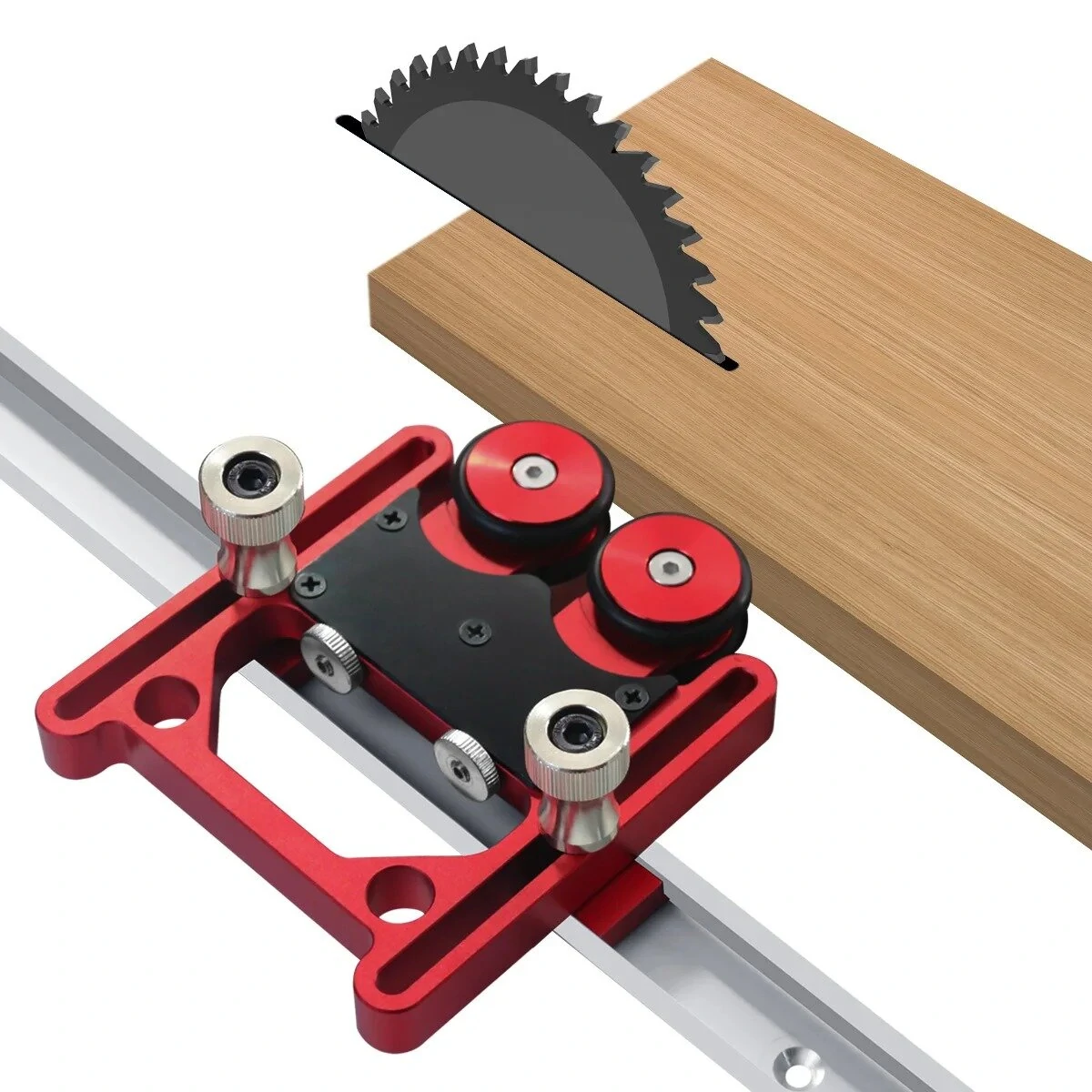 Adjustable Stock Guide with One-Way Wheel - Versatile Safety Tool for Table Saw, Band Saw