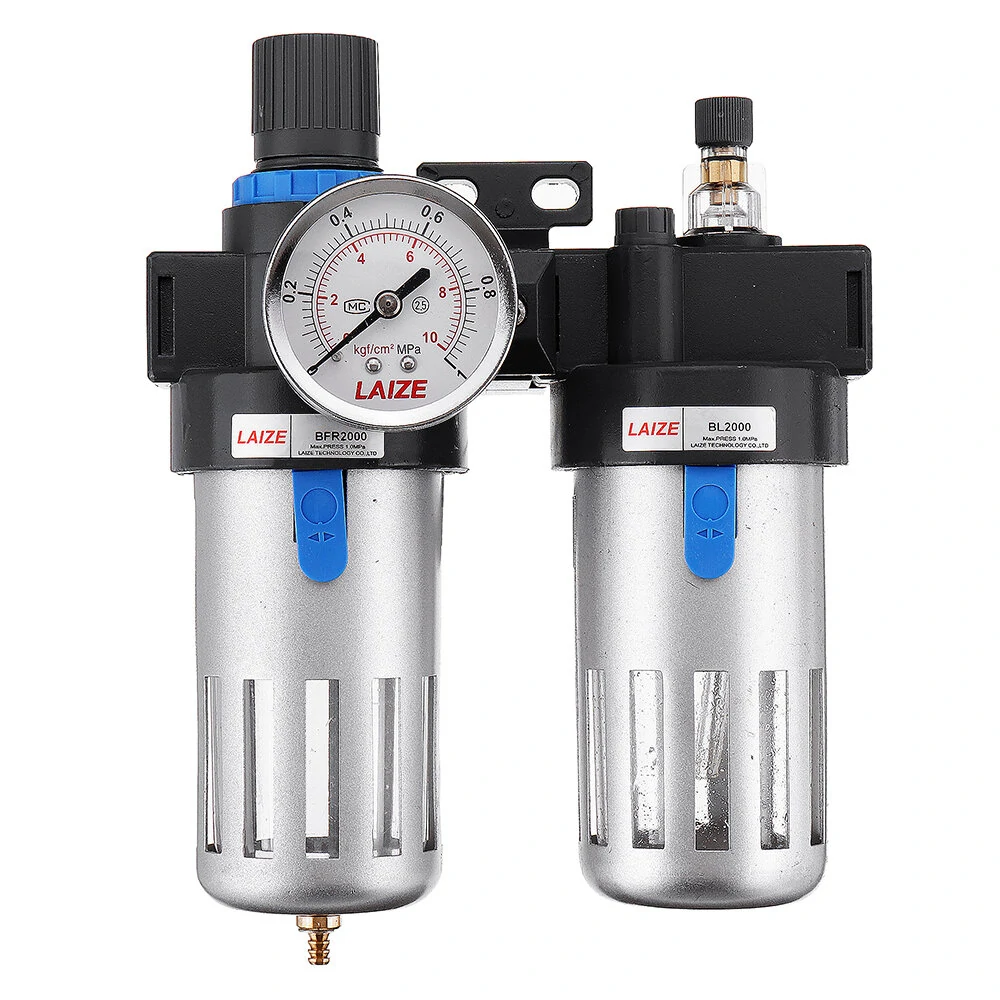 LAIZE BFC2000 2-in-1 Air Filter Regulator | Water-Oil Separator for Air Tools