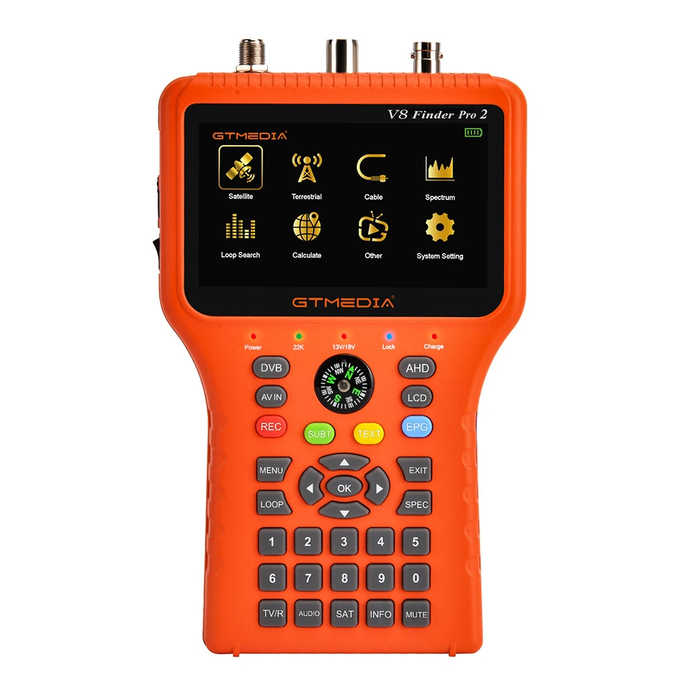 GTMEDIA V8 Finder Pro2 Satellite Finder - DVB-S2/T2/C Signal Meter with 4.3 LCD & 4000mAh Battery